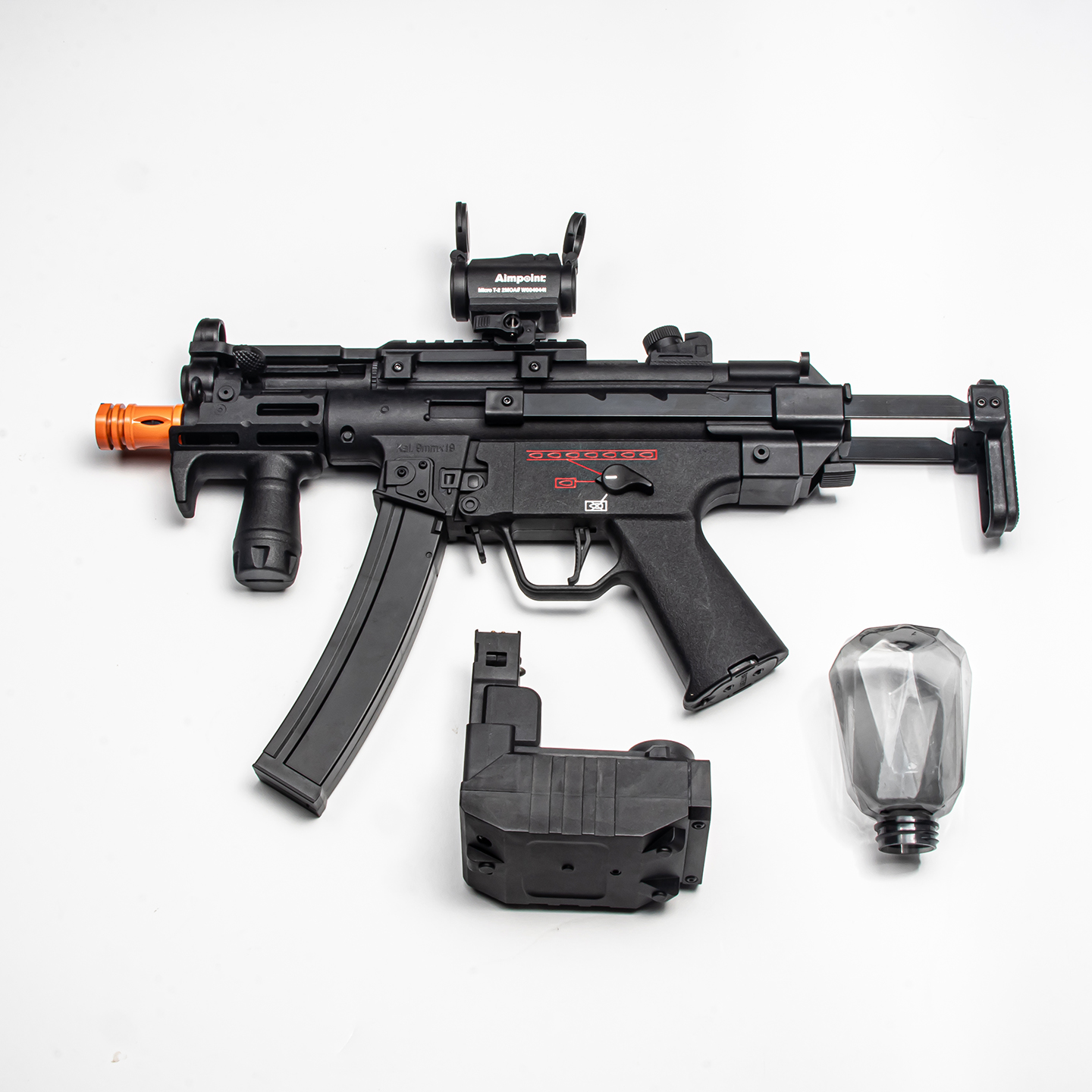 微信图片_20260420210407_106_98 SHNEGYE SY MP5K-UTG Water Bullet Gun – High rate of fire, range 18.6 meters, equipped with one magazine and one drum magazine - Image 1